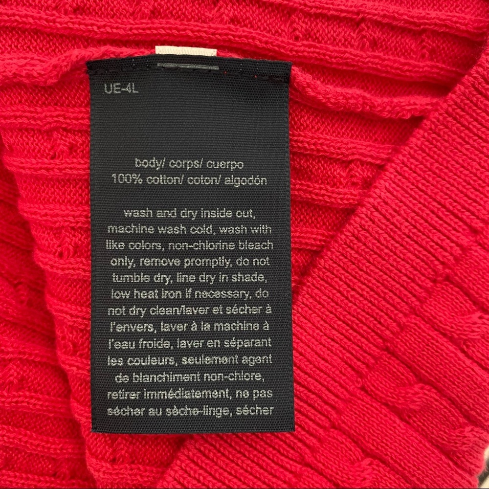 Tommy Hilfiger Red Cable Knit V-Neck Sweater in Dragonfruit color Size XL NWT - Picture 6 of 12